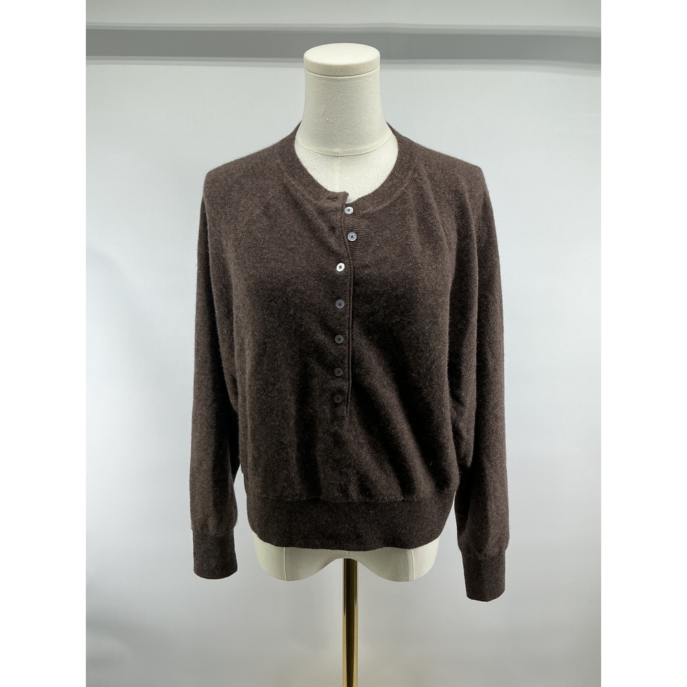 Mongolian Cashmere Dolman Sleeve Henley Sweater